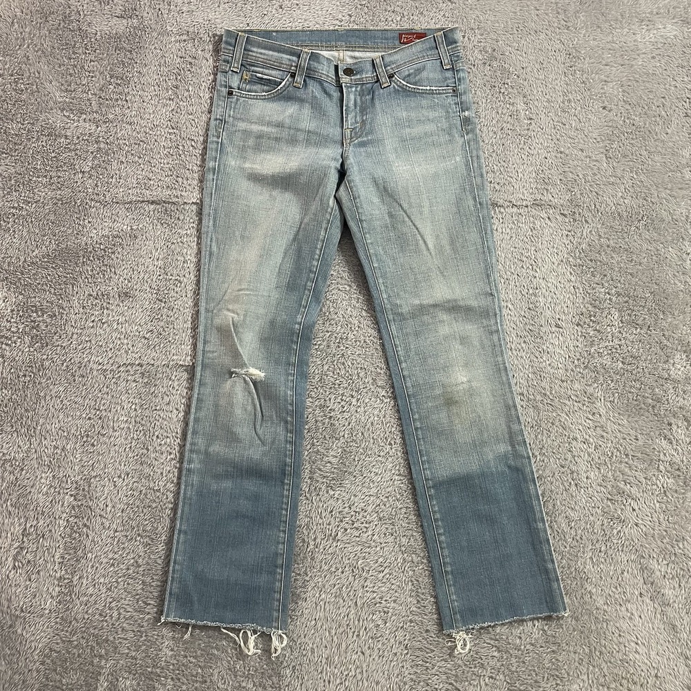 Citizens Of Humanity Jeans Womens 27 Straight Leg Light Wash Blue Denim Raw Hems